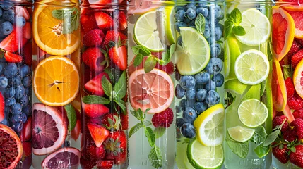Poster A colorful array of fruit infused water © doly dol
