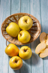 Juicy Apple Still Life in a Rustic Basket
