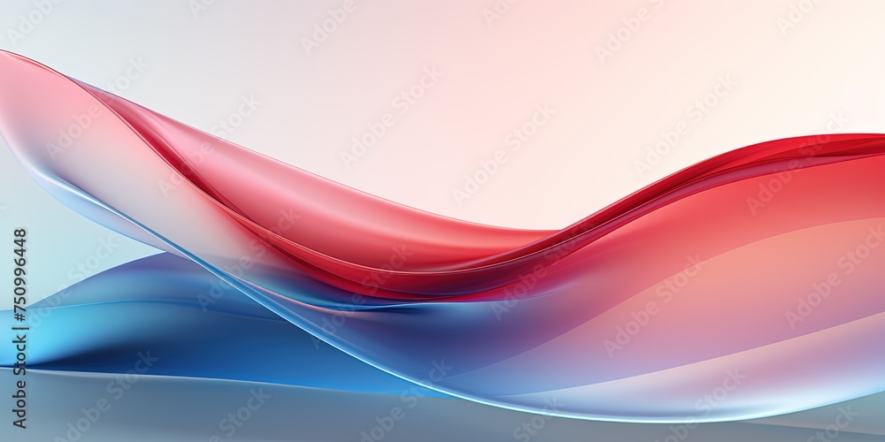 Poster elegant digital art piece featuring a flowing abstract form with blue to red gradient on a subtle pi
