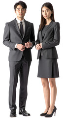 Asian business man and woman in transparent background