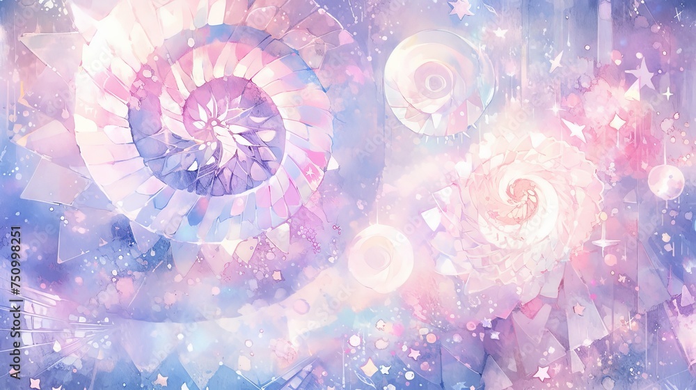Poster fractal light spirals on a light abstract background. soft pastel color. ai. abstraction, for prints