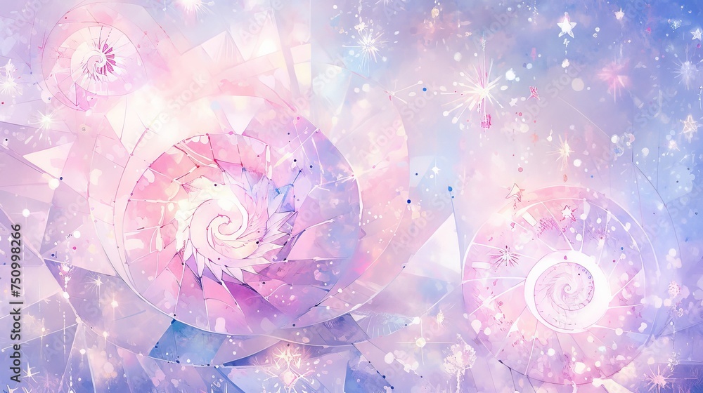 Poster fractal light spirals on a light abstract background. soft pastel color. ai. abstraction, for prints