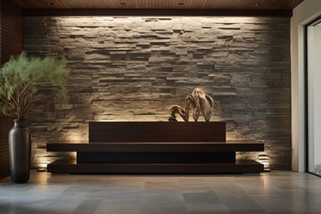 Cascading Waterfall Entryway: Minimalist Design with Stone Accents