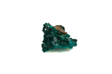 natural green dioptase rough gem on the background