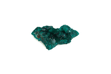 natural green dioptase rough gem on the background