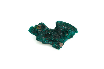 natural green dioptase rough gem on the background