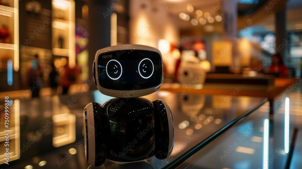 Aufkleber robotics trends technology business concept. autonomous personal assistant robot for navigation dire