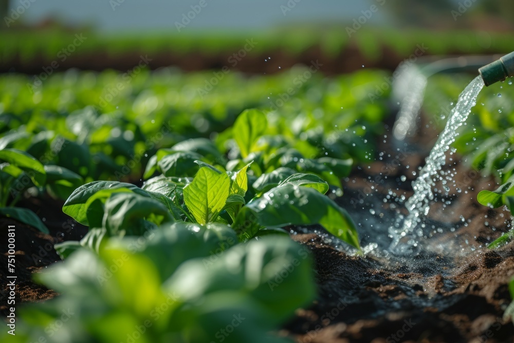 Poster watering and irrigation concept. background with selective focus and copy space