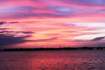 An incredible, amazing sunset in the Red Sea. reflection of the sky on the sea. jeddah,saudi arabia