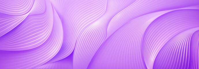 Abstract background in purple tones made of curved striped surfaces