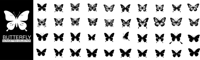 butterfly silhouette collection, showcasing the delicate beauty of various species in minimalist designs