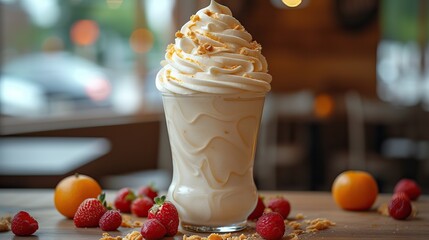 Vanilla milkshake, a classic ice cream drink from Chicago for menu at the restaurant