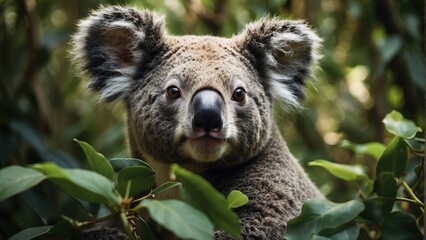 Naklejka premium portrait of a koala in jungle photo