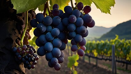 Obraz premium red grapes in vineyard