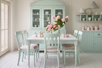 Coastal Cottage Dining Room Inspiration: Shabby Chic Furniture, Pastel Colors, Relaxed Vibes