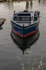 Old wooden boat on Mediterranean sea