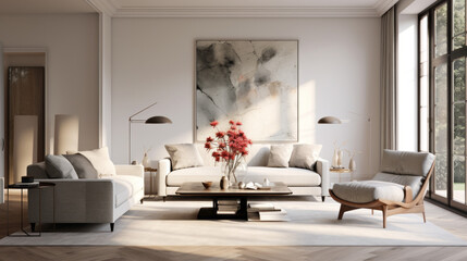A stylish living room featuring a luxurious modern armchair
