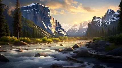 Foto op Canvas Panoramic view of the river in Glacier National Park, Montana © Iman