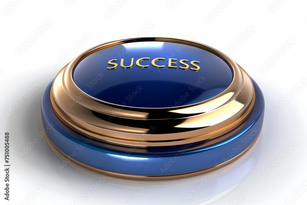 Poster success button with text success on white background, ideal for tech concepts and web designs.