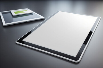 Tablet with white blank screen.