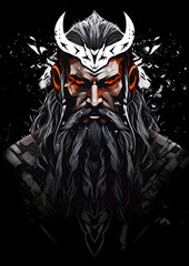 Viking face - vector art minimalist representation, Valhalla