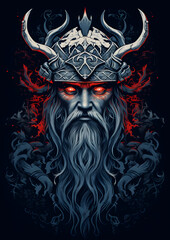 Viking face - vector art minimalist representation, Valhalla