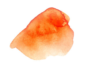 Abstract red watercolor spot on white background isolated. Hand drawn orange stain texture for design. brush stroke drawing