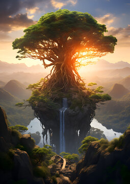 Yggdrasil tree - central sacred tree in Norse cosmology 