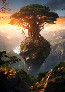 Yggdrasil tree - central sacred tree in Norse cosmology 