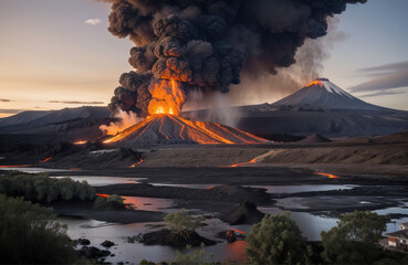 volcanic eruption, apocalyptic background
