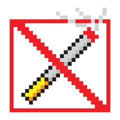 Fototapeta premium No smoking sign in pixel art style