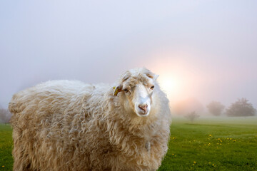 Female sheep in the spring at the farm