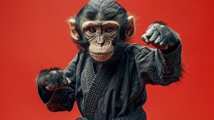 Monkey Martial Arts on Red BG