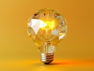 Diamond Lightbulb Idea Yellow Background