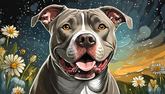 portrait of a american staffordshire terrier dog, art design