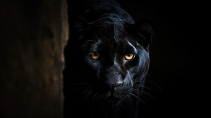Black jaguar hide in the darkness