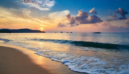 beautiful sunset on the sea shore beach
