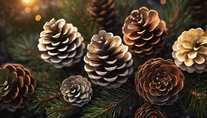 collection of pinecones various conifer cones isolated over a transparent background natural christmas or winter decoration douglas fir tree mountain pine black pine larch and cypress top view - obrazy, fototapety, plakaty
