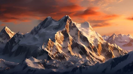 Foto op Aluminium Alpen beautiful panoramic view of the alps at sunset - 3d render