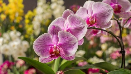 pink orchid on the background of other flowers