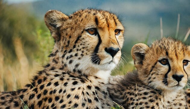 momma and baby cheetah