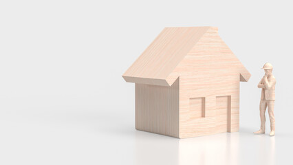 Obraz na płótnie Canvas The Engineer and House wood for Building or property concept 3d rendering.