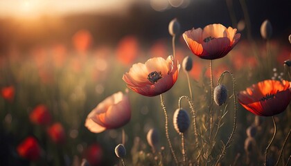 poppy flowers and sunny day