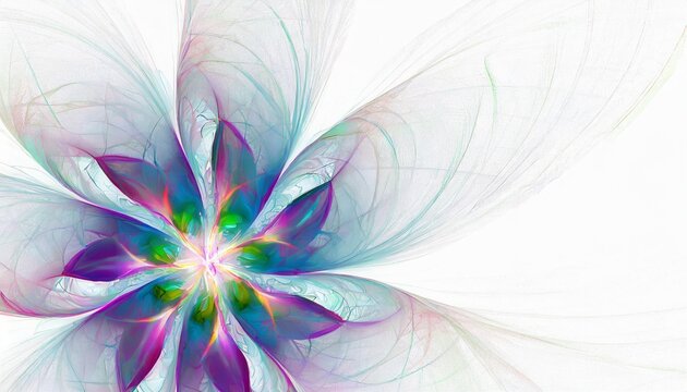 abstract white background with petals of fractal flower