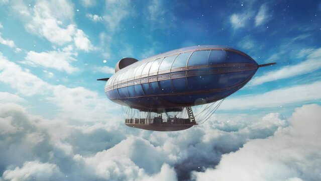 Animated Zeppelin over the clouds - AI