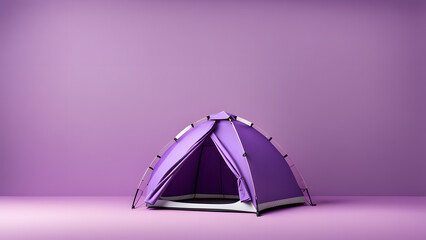 3D Purple Camping Tent View Offering a Glimpse into Nature. Explore the Beauty of the Outdoors