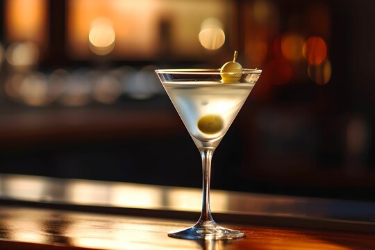 Classic Martini Cocktail in Elegant Glass, drink, alcohol, sophisticated, bar
