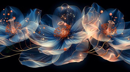elegant flowers with gold lines Pattern