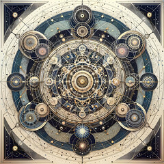 Naklejka premium Intricate imagery that features sacred geometry motifs.