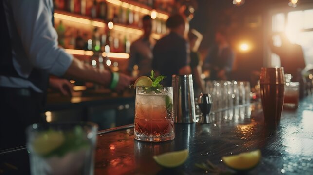 Classic Long Drinks at Cocktail Party, Professional Elegance, longdrinks, gin, tonic, Moscow